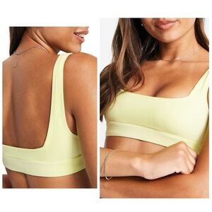 Topshop Y2K 90s Style Vibrant Yellow Terry Cloth Square Neck Bikini Top 4 XS/S